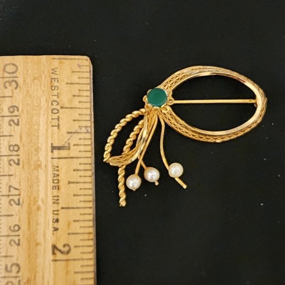 Vintage Art Nouveau Style Brooch with Faux Pearls - Picture 5 of 5